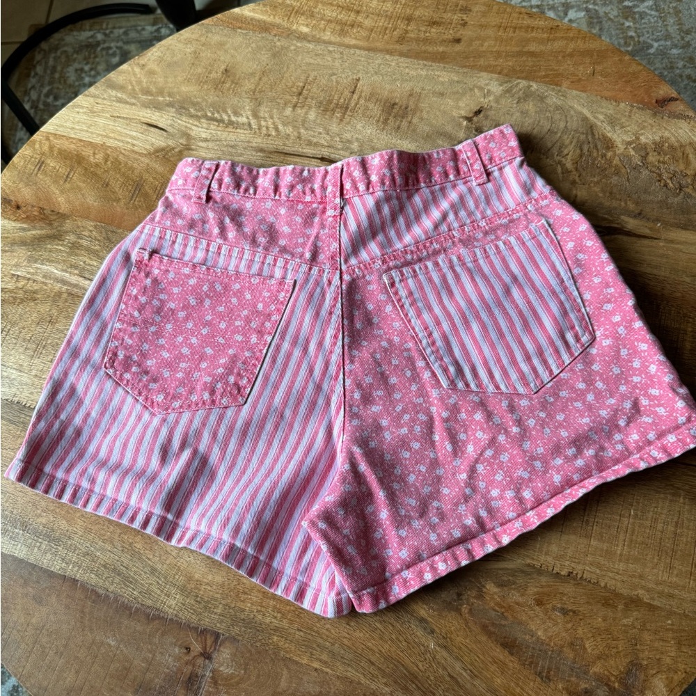 Vintage striped flower patterned high waisted Pink and white Copper Key shorts